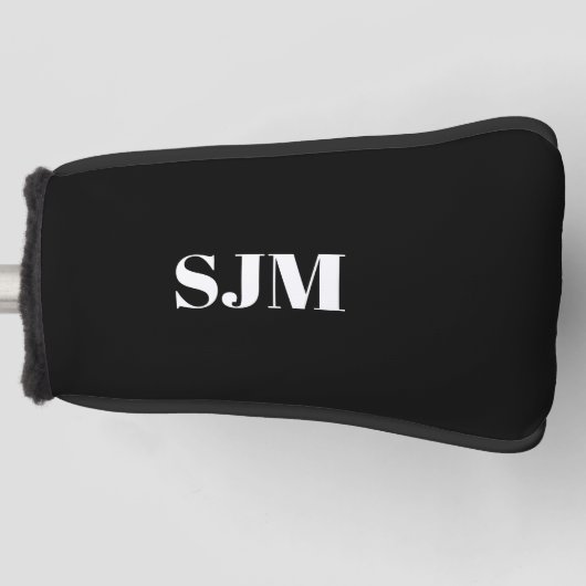 Minimalistisch zwart-wit Aangepast monogram initia Golfheadcover (Voorkant)