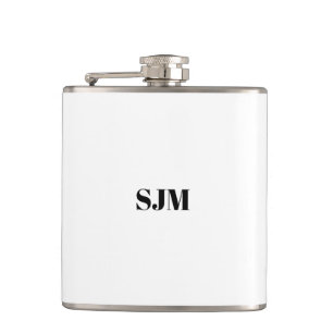 Minimalistisch zwart-wit Aangepast monogram initia Heupfles