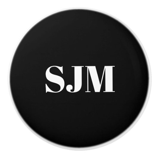 Minimalistisch zwart-wit Aangepast monogram initia Keramische Knop (Voorkant)