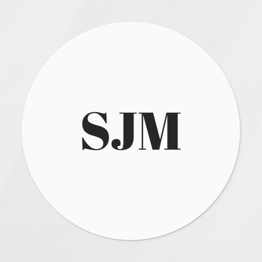Minimalistisch zwart-wit Aangepast monogram initia Labels (Design 2)