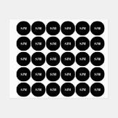 Minimalistisch zwart-wit Aangepast monogram initia Labels (Vel)