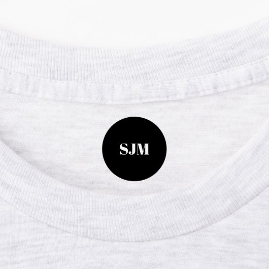 Minimalistisch zwart-wit Aangepast monogram initia Labels (Aangebracht)