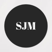 Minimalistisch zwart-wit Aangepast monogram initia Labels (Design 1)