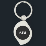 Minimalistisch zwart-wit Aangepast monogram initia Sleutelhanger<br><div class="desc">Minimale elegante eenvoudige zwarte en witte initialen sleutelhanger van de Aangepaste monogram</div>