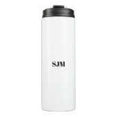 Minimalistisch zwart-wit Aangepast monogram initia Thermosbeker (Voorkant)