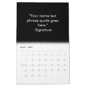 Minimalistisch zwart wit aangepaste gepersonalisee kalender (Mar 2027)