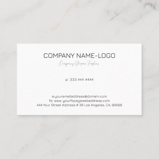 Minimalistisch zwart-wit aangepaste typografie visitekaartje (Achterkant)