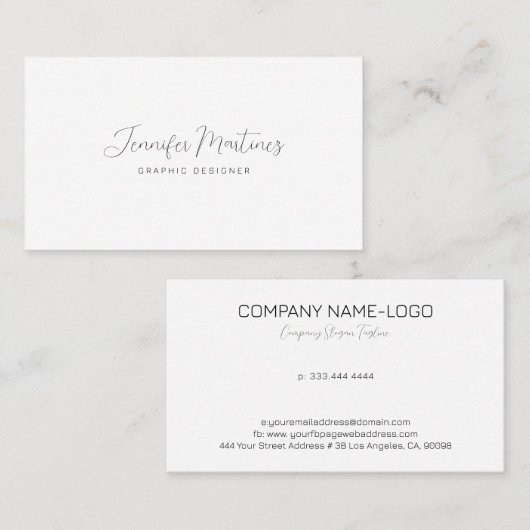 Minimalistisch zwart-wit aangepaste typografie visitekaartje (Voorkant / Achterkant)