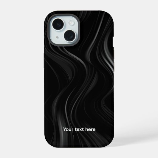 Minimalistisch zwart-wit Abstract | Jouw tekst toe iPhone 15 Case (Achterkant)