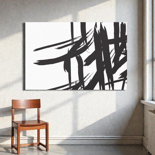 Minimalistisch Zwart-wit abstract muurkunst Canvas Afdruk