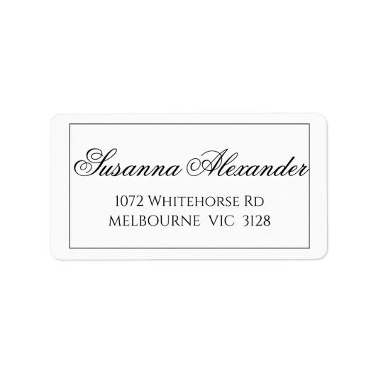 Minimalistisch zwart-wit adres etiket (Voorkant)