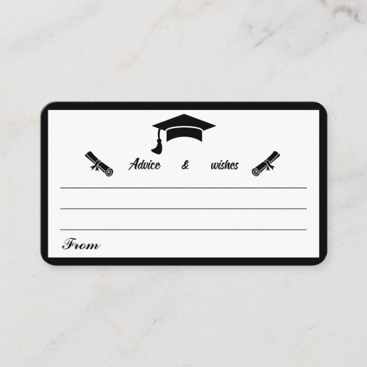 Minimalistisch zwart-wit Afstuderen advies Informatiekaartje (Voorkant)
