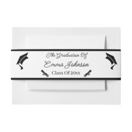 Minimalistisch zwart-wit Afstuderen gepersonalisee Uitnodigingen Wikkel