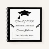 Minimalistisch zwart-wit Afstuderen Notitieboek (Voorkant)