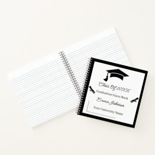 Minimalistisch zwart-wit Afstuderen  Notitieboek