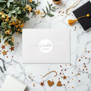 Minimalistisch zwart-wit Afstuderen Ronde Sticker