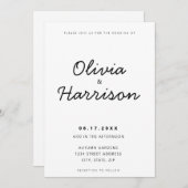 Minimalistisch zwart wit, allemaal in één bruiloft kaart (Voorkant / Achterkant)