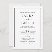 Minimalistisch zwart-wit alles in één bruiloft kaart (Voorkant)