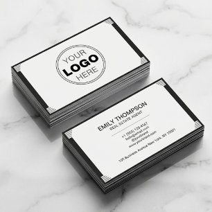 Minimalistisch Zwart Wit Art Deco Logo Visitekaartje