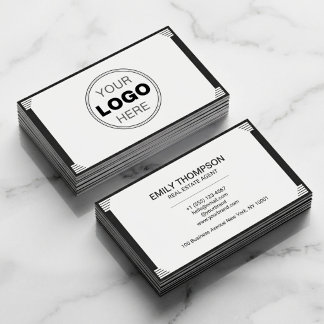 Minimalistisch Zwart Wit Art Deco Logo Visitekaartje