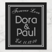 Minimalistisch Zwart/Wit Art Deco Wijnlabel Wijn Etiket (Enkel label)