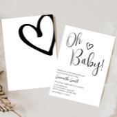 Minimalistisch zwart-wit Baby shower Kaart