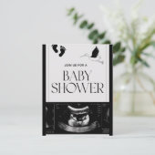Minimalistisch zwart-wit Baby shower – Kaart (Staand voorkant)