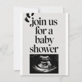 Minimalistisch zwart-wit Baby shower – Kaart (Achterkant)