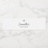 Minimalistisch zwart-wit Baby shower Waterfles Etiket (Enkel label)