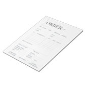 Minimalistisch zwart-wit bedrijfsbestelformulier notitieblok (Schuin)