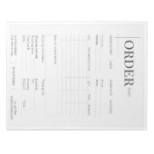 Minimalistisch zwart-wit bedrijfsbestelformulier notitieblok (Voorkant)