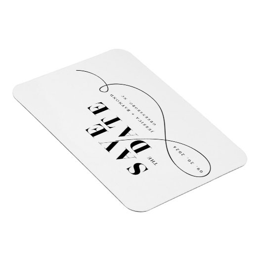 Minimalistisch zwart wit bespaart de datum magneet (Rechterzijde)