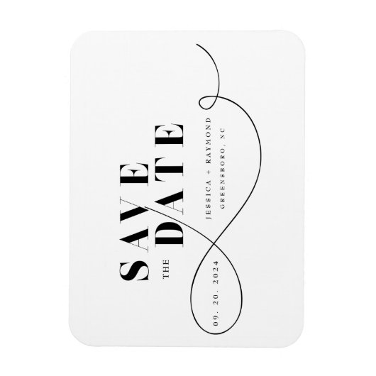 Minimalistisch zwart wit bespaart de datum magneet (Verticaal)