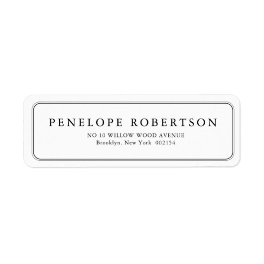 Minimalistisch zwart-wit blad Modern adres Etiket (Voorkant)