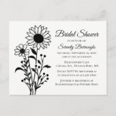 Minimalistisch zwart wit bloemen Vrijgezellenfeest Uitnodiging Briefkaart (Voorkant)