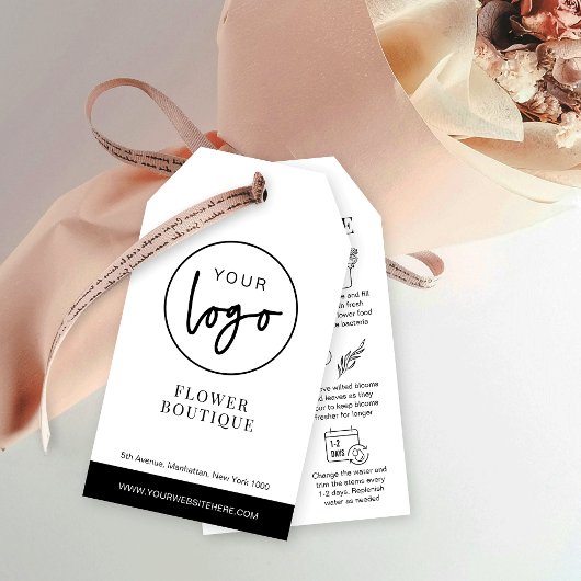 Minimalistisch Zwart Wit Bloemen Zorggids Hang Lab Cadeaulabel