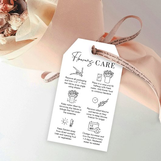 Minimalistisch Zwart Wit Bloemen Zorggids Hang Lab Cadeaulabel
