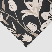 Minimalistisch zwart-wit bloemenpatroon tissuepapier (Detail)