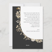 Minimalistisch zwart wit bloemig vrolijk kerstfees feestdagenkaart (Achterkant)