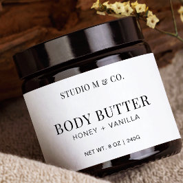 Minimalistisch Zwart & Wit Body Butter Productlabe Waterfles Etiket