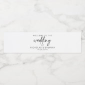 Minimalistisch zwart-wit Boho klassieke bruiloft Waterfles Etiket (Enkel label)