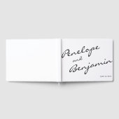 Minimalistisch zwart wit boho script bruiloft cust gastenboek (Volledig)