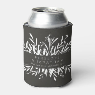 Minimalistisch zwart-wit botanisch aangepast huwel blikjeskoeler