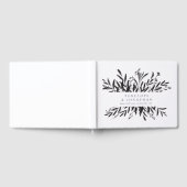 Minimalistisch zwart-wit botanisch aangepast huwel gastenboek (Volledig)