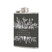 Minimalistisch zwart-wit botanisch aangepast huwel heupfles (Links)