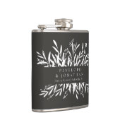 Minimalistisch zwart-wit botanisch aangepast huwel heupfles (Rechts)
