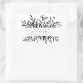 Minimalistisch zwart-wit botanisch aangepast huwel rechthoekige sticker (Tas)
