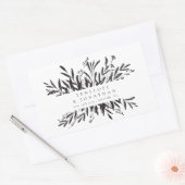 Minimalistisch zwart-wit botanisch aangepast huwel rechthoekige sticker (Envelop)