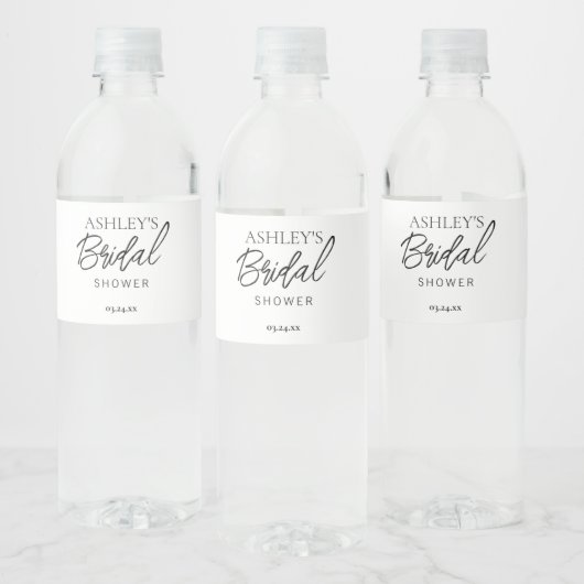 Minimalistisch zwart-wit bruids waterflesetiket waterfles etiket (Flessen)