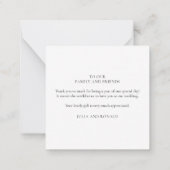 Minimalistisch zwart wit bruiloft dank u vierkant notitiekaartje (Achterkant)